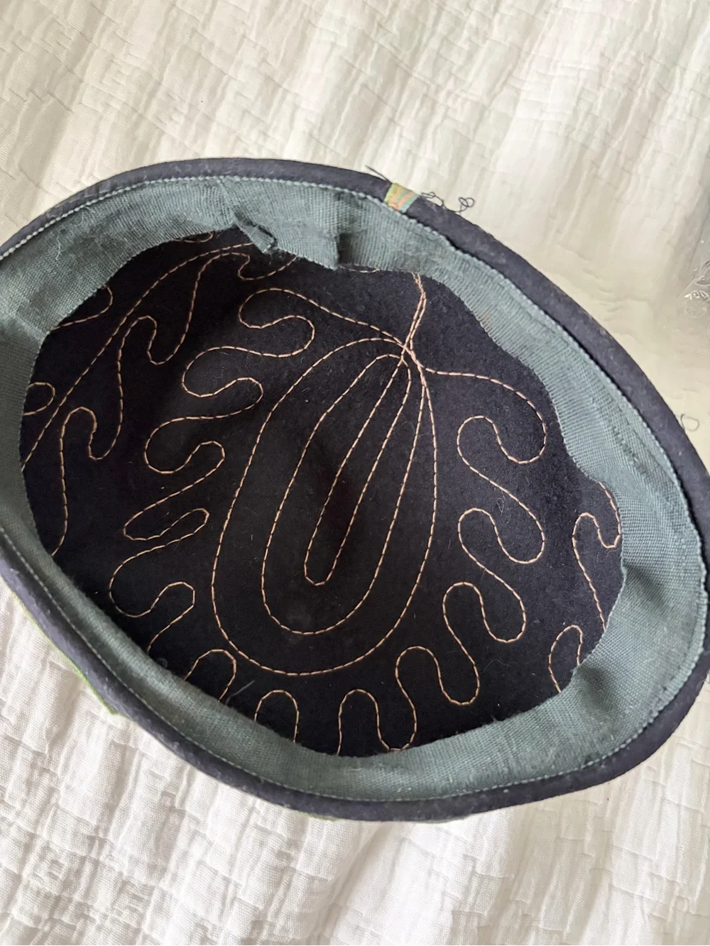 Vintage Black Embroidered Pillbox Hat - Women's Accessories